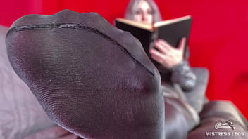 Preview 2 of Hard Stemom - My anthracite nylon feet rubbing against each other near your face