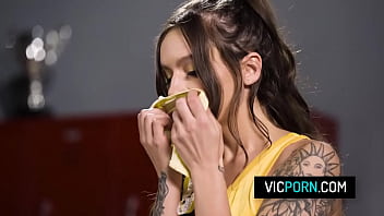 Preview 2 of Bokep Barat School Hd - Hot teen April Olsen got caught sniffing panties by the janitor and agrees to fuck with him just to keep her dirty secrets