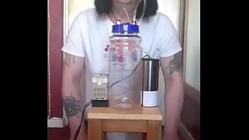 Preview 1 of Sunny Getting Fulk - bisexual crossdresser with his portable cow milking machine part 5