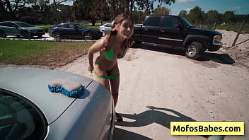 Preview 1 of Czech Bitch 40 - Hot blonde with massive natural big boobs being fucked at a car wash fundraiser - JC Wilds,  Johnny Love