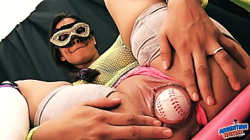 Preview 2 of Hot Sex Imcest - Hot Latina Teen Stretching Pussy With Baseball. Hot Body!