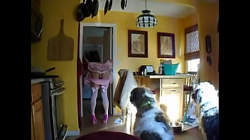 Preview 3 of Orgnil Mom And Son - sissy feed the dogs