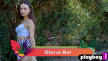 Preview 1 of Blacked Com In Bathroom - Petite MILF Gloria Sol looks amazing during passion posing for Playboy