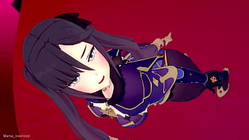 Preview 1 of Femdom Natasha - Mona en un nuevo gameplay quiere que la follen en el hotel del amor (Genshin Impact)