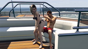 Preview 1 of Fred Po - GTA 5 - Cutie Bikini Babe gets Fucked on Yacht (Moans Added)