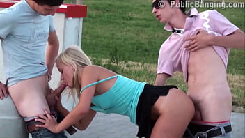 Preview 4 of Peiod Girl - Teen PUBLIC sex street gangbang orgy in broad daylight
