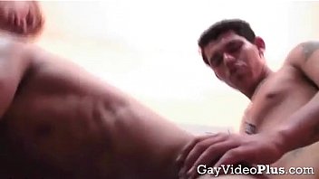 Preview 3 of Agressive Trans Small - Twinks suck off a tatted jock in the locker room.