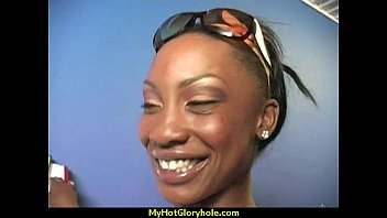 Preview 1 of Hande Hairy - Ebony teen shows off her blowjob skills at gloryhole 1