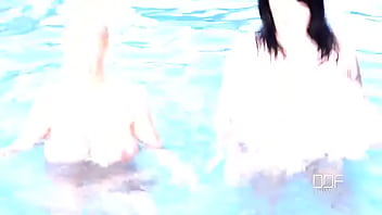 Preview 3 of British Ashley Bond - Floating Gazongas: Two British Bombshells With Big Tits In The Pool