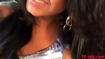 Preview 1 of Jnxshkxsd - Latina tgirl face sprayed