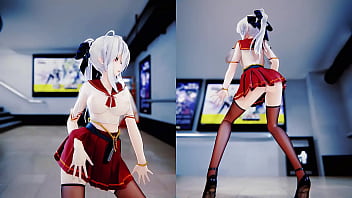 Preview 2 of Leggings No Panties - 双屏绅士视角 弱音 3D 动漫  抖音风裸舞 可爱少女 （3D成人动漫）
