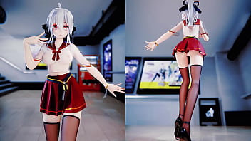 Preview 1 of Leggings No Panties - 双屏绅士视角 弱音 3D 动漫  抖音风裸舞 可爱少女 （3D成人动漫）