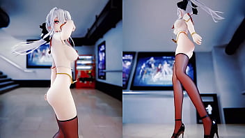 Preview 4 of Leggings No Panties - 双屏绅士视角 弱音 3D 动漫  抖音风裸舞 可爱少女 （3D成人动漫）