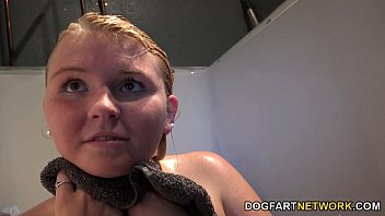 Preview 4 of Nude Porn Sauna Movie Scene - Melissa May Works On Two Black Cocks At A Glory Hole