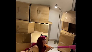 Preview 2 of Ladyboy First Time With Bbc - Huge Dildo Sex Machine fucks Deep Throat Teen Cat Girl,  Hardcore Fetish Blowjob,  Sucking sex toy