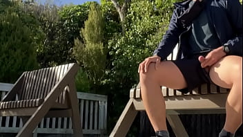 Preview 2 of Jessie Andrews All Sex - Cock exposing on outdoor bench