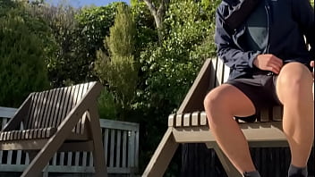 Preview 1 of Jessie Andrews All Sex - Cock exposing on outdoor bench
