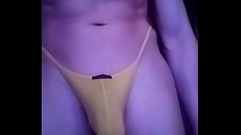 Preview 2 of Desk Toilet Ass - Swinging my bulge in thong bikini