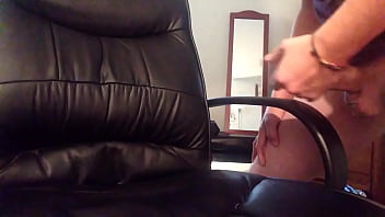Preview 3 of Fat Black Dude Blowjob - cumming on a chair