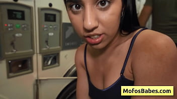 Preview 4 of Hot Police Officer Having Sex - Sexy and horny brunette teen slut suck fat dick in the public laundromat and fucked hard - Nikki Mars,  Jason Legend
