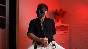 Preview 3 of Xxx Sai Pallaila Videos Downlond - Masked handsome man Noel Dero watches kinky porn and jerks off. Loud moans and orgasm of a young guy