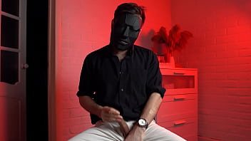 Preview 1 of Xxx Sai Pallaila Videos Downlond - Masked handsome man Noel Dero watches kinky porn and jerks off. Loud moans and orgasm of a young guy