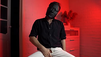 Preview 4 of Xxx Sai Pallaila Videos Downlond - Masked handsome man Noel Dero watches kinky porn and jerks off. Loud moans and orgasm of a young guy