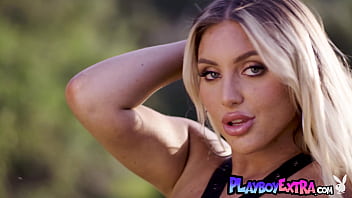 Preview 2 of Ebony Stepmom Fuck White Boy - Massive titted blonde naked military babe Kayley Gunner posing outdoor