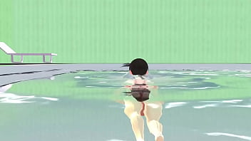 Preview 3 of Orgnl Xxxid - 【Leo】 Anime girl swam in small micro bikini.【Nip slip】