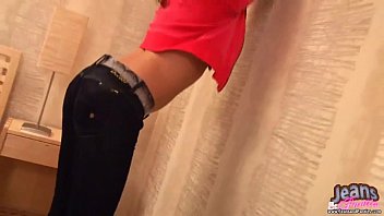 Preview 2 of Nylonic Society Katja Kassain 01 - Petite teen Celine teasing in blue jeans