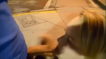 Preview 4 of Devine Does - Blonde Teen Sucks Dick On A Main Road At Night