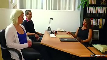 Preview 1 of Johnny Asian - German Pair Fuck Girl with Big Dick in Office and Cumshot