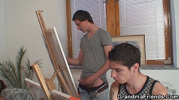 Preview 2 of Pwan Shop Show - Skinny granny swallows two cocks