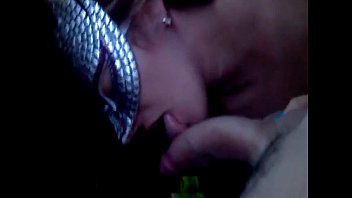 Preview 1 of Pigtail Teen Drilled - Masked stunner sucks a big fat cock completely dry