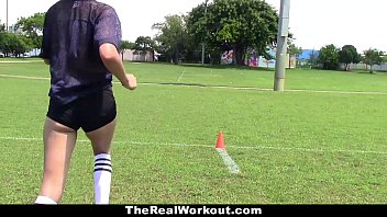 Preview 3 of Sandrita Navojoa - TheReaLWorkout - Slutty Brunette (Melissa Moore) Gets Fucked To Make The Team
