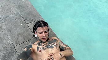 Preview 1 of Www Vip Issy Com - Hot lifeguard takes me out of the pool to take me to her room and fuck and suck my cock