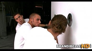 Preview 1 of Heavy Hairy Pussies - Brandi Belle&#039_s Friends Watch Her Suck Cock Through Gloryhole