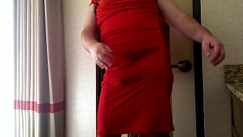 Preview 1 of Amrican Sax - Gay Crossdresser Striptease at a Hotel