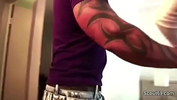 Preview 1 of Young Boy Fucj Mom - German Sexy Tattoo Teens Fuck Stranger Men with Huge Cock