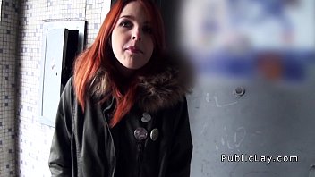 Preview 1 of Retro Sex Poop Scat - Spanish redhead amateur in public flashing titties
