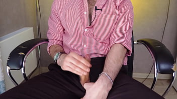 Preview 3 of Mom And Son Sex Scandals - A young handsome man masturbates in the office and cums loudly while no one is at work.