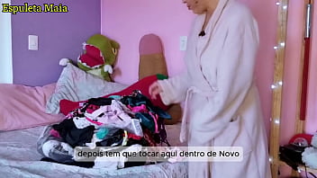 Preview 2 of Hotal Gril Sa Sex - Hot Brazilian brunette showing off her stash of panties and lingerie