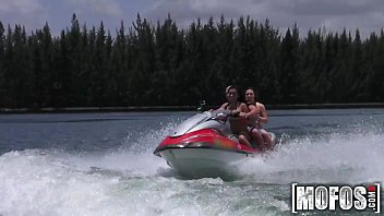 Preview 2 of Xev Bellringer Mommys Bukkake - Mofos - Hot threesome on the seadoo