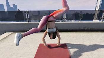 Preview 1 of Tiny Boy Hot Vdo - GTA 5 - Babe doing Yoga gets Fucked