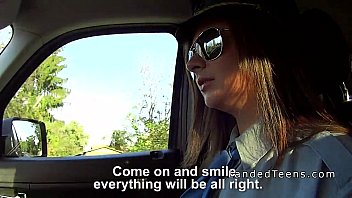 Preview 2 of Amateur Double Dildo Action - Teen police woman sucking dick in car