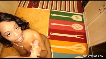 Preview 2 of Budak Watdon - Ebony Handjob In The Kitchen