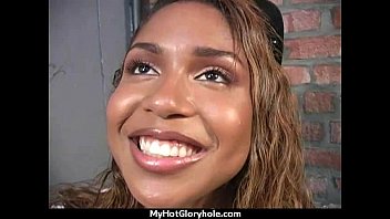 Preview 2 of Black Cum Inside Asian - Ebony Slut Fucks A White Gloryhole Cock In Her First Interracial Scene 10