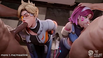 Preview 3 of Milf Tapouts - Taking turns in face fucking D.va and Tracer