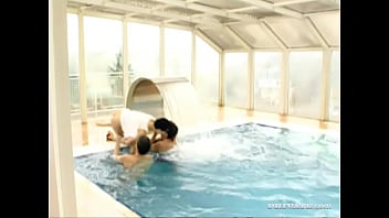 Preview 1 of Martesax - Beautiful Brunette Michelle Wild Fucks Two Men By the Pool