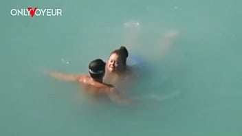 Preview 1 of Brazzers Miof - Beach Voyeur. Lucky guy caught BBW size mermaid in the sea